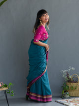 Women's Blue Cotton Saree