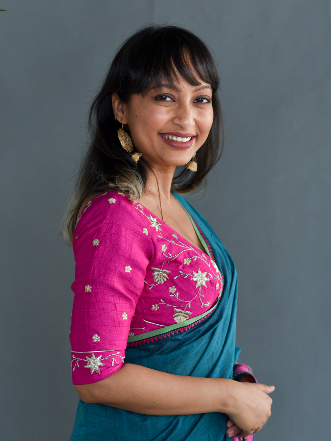 Women's Blue Cotton Saree