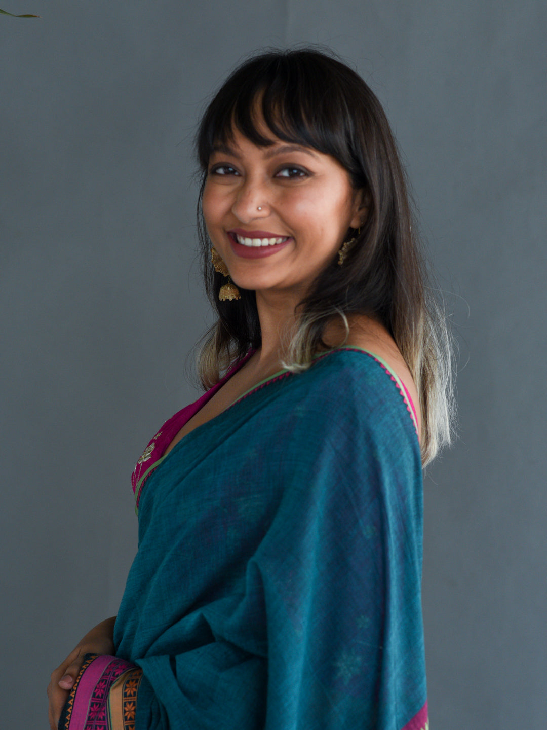 Women's Blue Cotton Saree