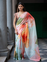 Women's Multicolor Mul Cotton Saree