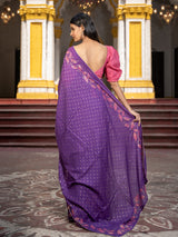 Women's Purple Cotton Viscose Saree
