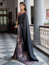 Women's Black Cotton Viscose Saree