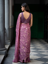 Women's Purple Cotton Viscose Saree