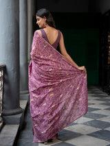 Women's Purple Cotton Viscose Saree