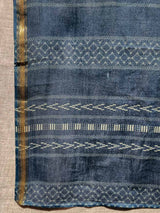 Women's Blue Cotton Blend Saree