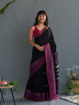 Women's Black Cotton Saree