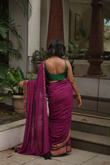 Women's Purple Cotton Blend Saree