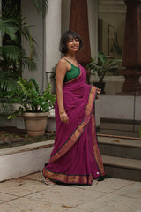 Women's Purple Cotton Blend Saree