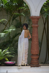 Women's White Pure Cotton Saree