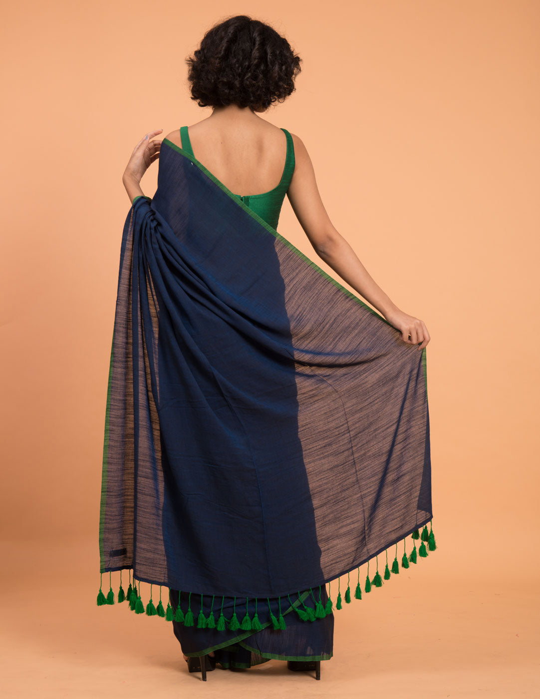 Women's Blue Mul Viscose Slub Saree