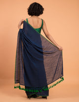 Women's Blue Mul Viscose Slub Saree