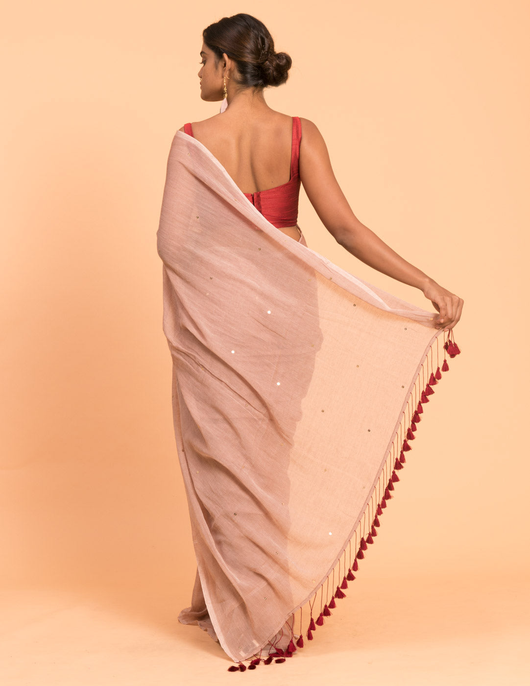 Women's Brown Mul Cotton Saree