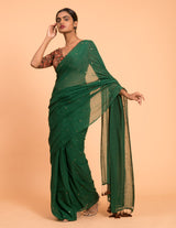 Women's Green Mul Cotton Saree