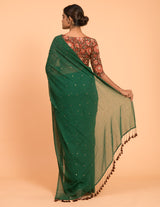 Women's Green Mul Cotton Saree