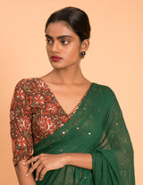 Women's Green Mul Cotton Saree