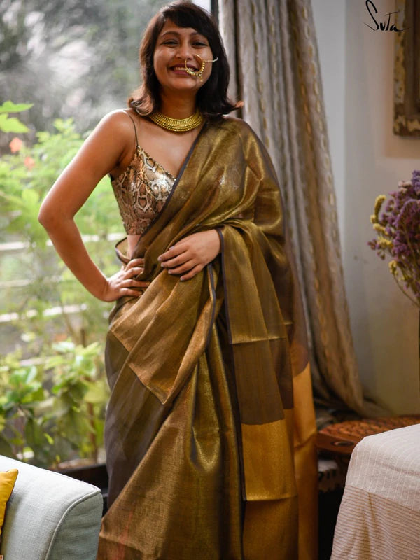 Women's Yellow Linen Saree
