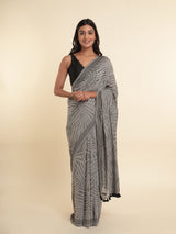 Women's Gray Cotton Blend Saree