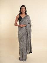 Women's Gray Cotton Blend Saree