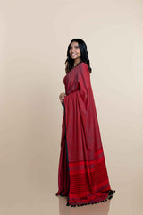 Women's Red Pure Cotton Saree