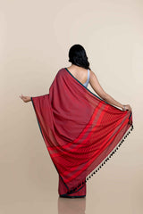 Women's Red Pure Cotton Saree