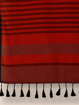 Women's Red Pure Cotton Saree