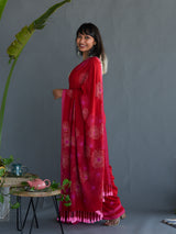 Women's Red Cotton Saree