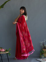 Women's Red Cotton Saree