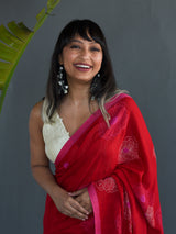 Women's Red Cotton Saree
