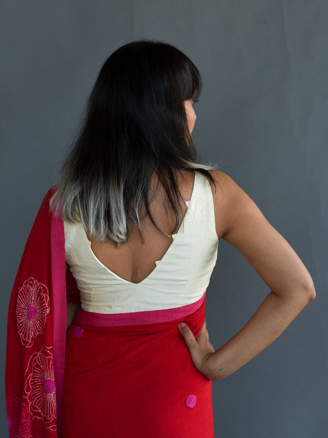 Women's Red Cotton Saree