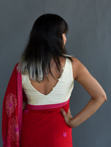 Women's Red Cotton Saree