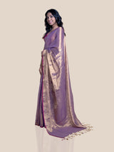 Women's Purple Cotton Blend Saree