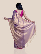 Women's Purple Cotton Blend Saree