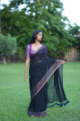 Women's Multicolor Mul Cotton with Zari Saree