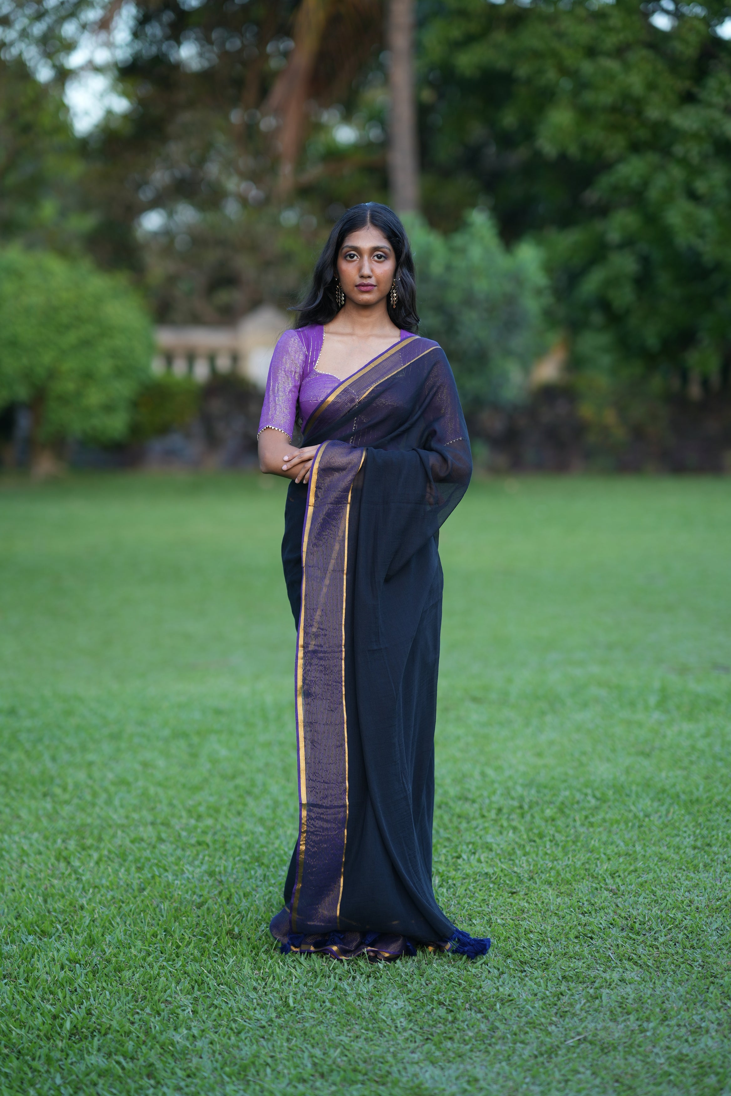 Women's Multicolor Mul Cotton with Zari Saree