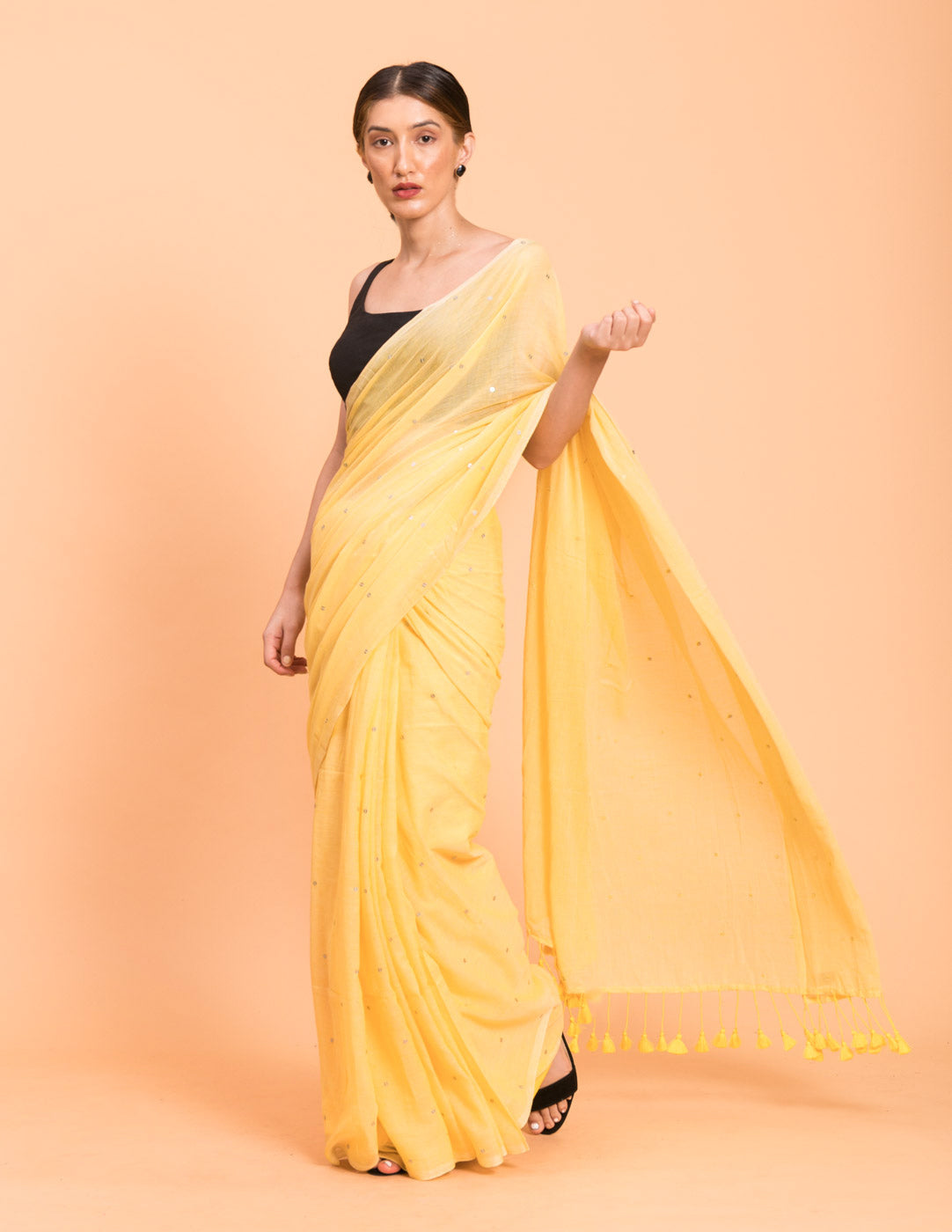 Women's Yellow Casual Pure Cotton Saree