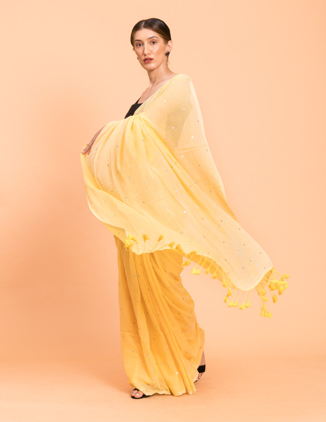 Women's Yellow Casual Pure Cotton Saree
