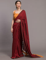 Women's Maroon Casual Mul Viscose Slub Saree