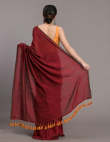 Women's Maroon Casual Mul Viscose Slub Saree
