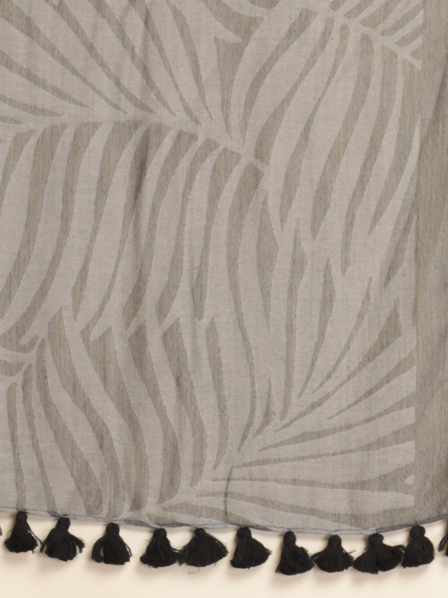 Women's Gray Cotton Blend Saree
