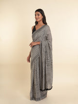 Women's Gray Cotton Blend Saree