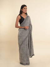 Women's Gray Cotton Blend Saree