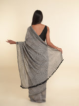 Women's Gray Cotton Blend Saree