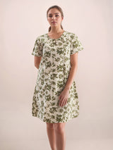 Women's White Casual A-Line Printed Half Sleeves Dress