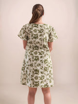 Women's White Casual A-Line Printed Half Sleeves Dress