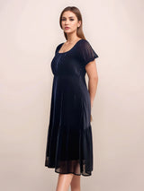 Women's Black Casual Empire Solid Half Sleeves Dress