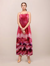 Women's Multicolor Casual Maxi Abstract Sleeveless Dress