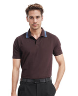 Men's Brown Casual Regular Fit Solid Half Sleeves Polo Tshirt
