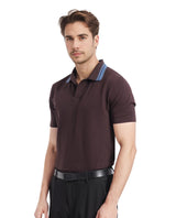 Men's Brown Casual Regular Fit Solid Half Sleeves Polo Tshirt