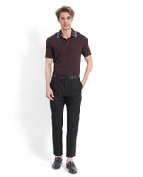 Men's Brown Casual Regular Fit Solid Half Sleeves Polo Tshirt