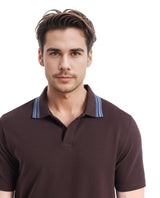 Men's Brown Casual Regular Fit Solid Half Sleeves Polo Tshirt